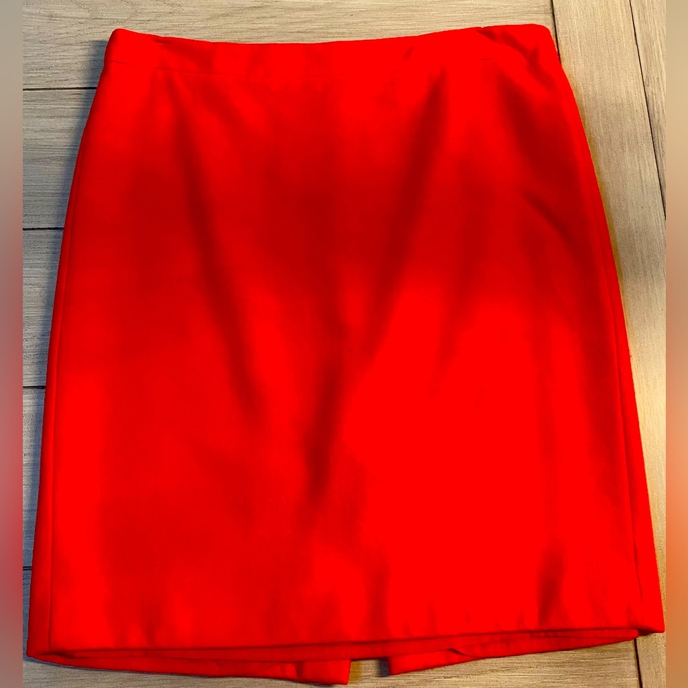 J. Crew No. 2 Pencil Skirt in Double Serge Wool in Dark Poppy